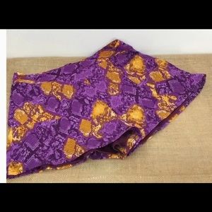 Peace Love & Cake Women’s Drew Reptile Print Purple & Gold LSU Shorts NWT